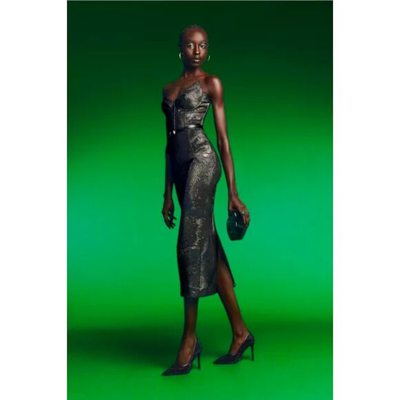 AQUA X Wicked Elphaba Green Swirl Jacquard Corset Gown Size XL NWT - Picture 2 of 15